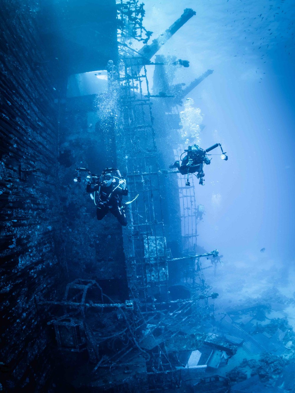 Two divers visit a wreck