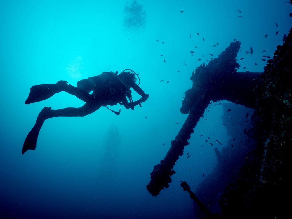 Diver with a big cannon
